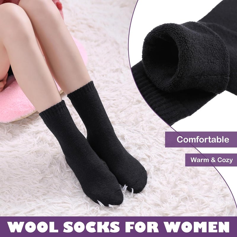 LINEMIN Wool Socks for Women Winter Warm Hiking Thick Warm Cozy Boot Crew Gift Socks 5 Pairs - Image 4